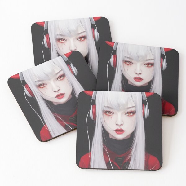 Item preview, demon girl with red devil horns realistic art designed and sold by ANIME Lover center.