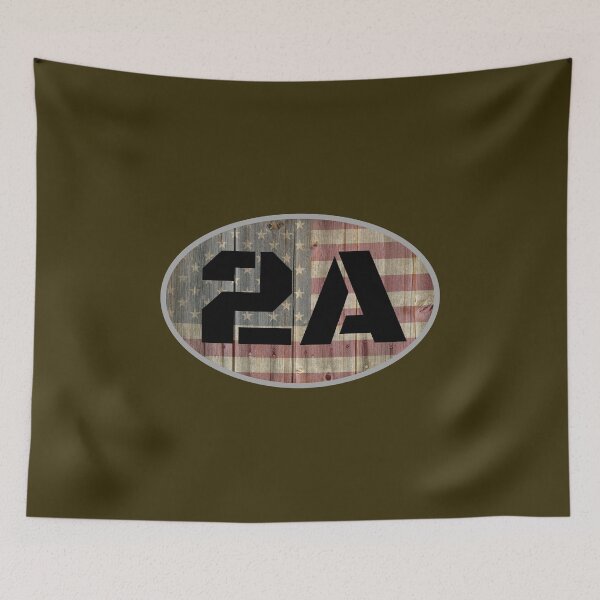 Item preview, 2A Second Amendment faded flag on wood oval. designed and sold by EverLife.