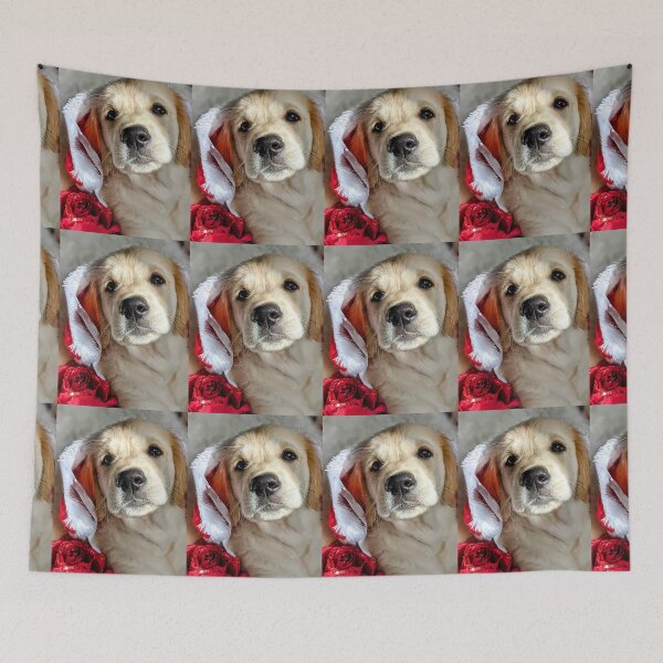 Item preview, Christmas Santa golden retriever puppy designed and sold by Fluffycat2020.
