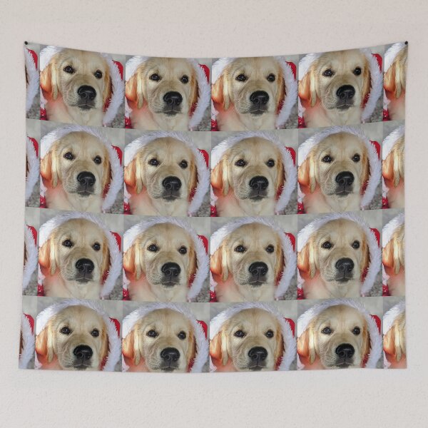 Item preview, Christmas Santa golden retriever puppy designed and sold by Fluffycat2020.