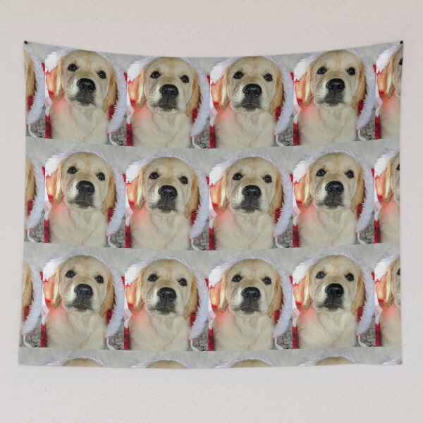 Item preview, Christmas Santa golden retriever puppy designed and sold by Fluffycat2020.
