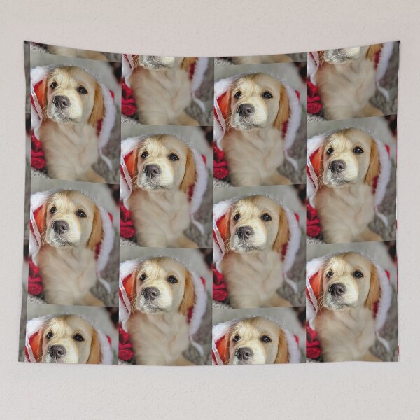 Item preview, Christmas Santa golden retriever puppy designed and sold by Fluffycat2020.