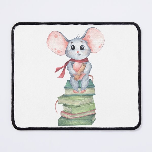 Item preview, Cute Mouse Sitting on a Stack of Books designed and sold by happygreenshop.
