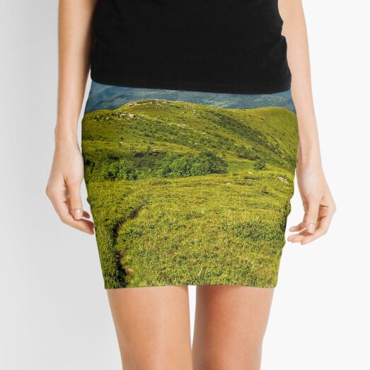 footpath through grassy mountain meadow Mini Skirt