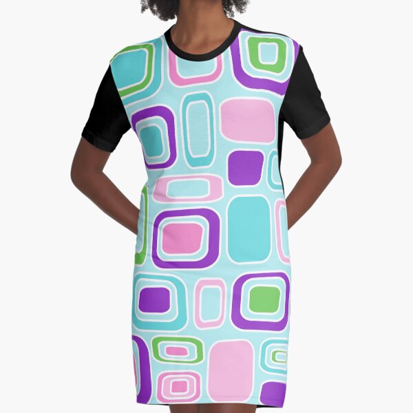 Item preview, Mid Century Modern Geometric Print - Pink Purple Aqua Turquoise Green Rectangles Squares designed and sold by Elsy's Art.