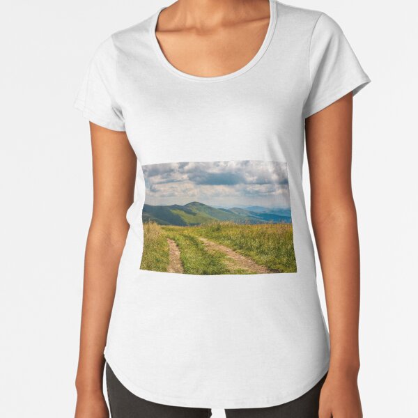 dirt road through grassy meadow on the ridge Premium Scoop T-Shirt