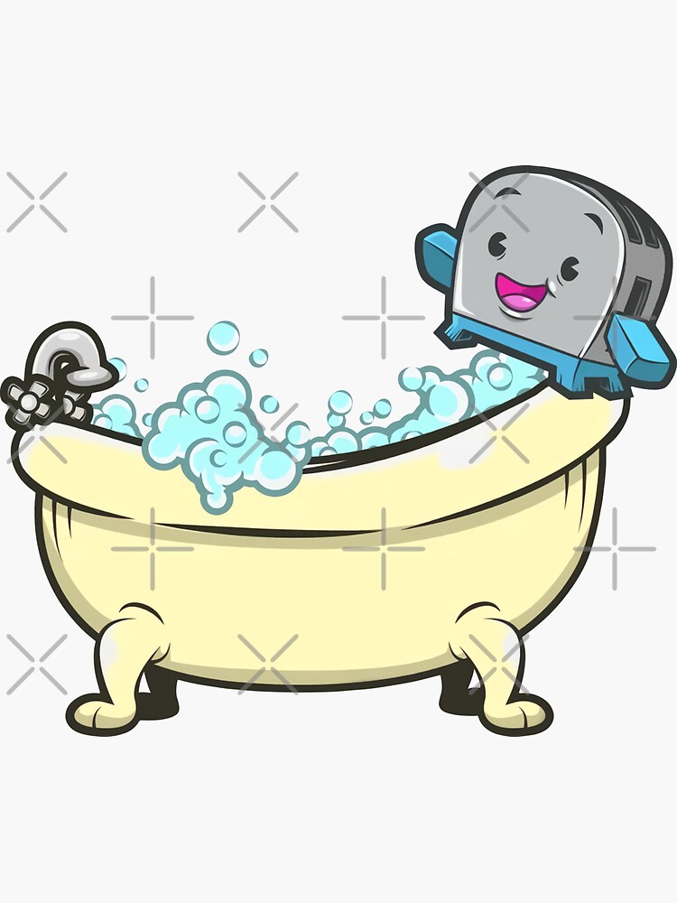 "Toaster In A Bathtub Funny '80s Pun" Sticker for Sale by Amraiu13