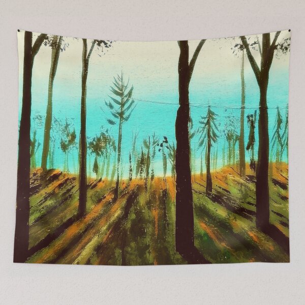 Item preview, Barren forest and yet so bright, forest painted on wood - landscape painting designed and sold by Anke Franikowski.