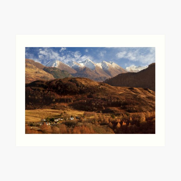 The Five Sisters of Kintail Snow Scene Sotland Art Print