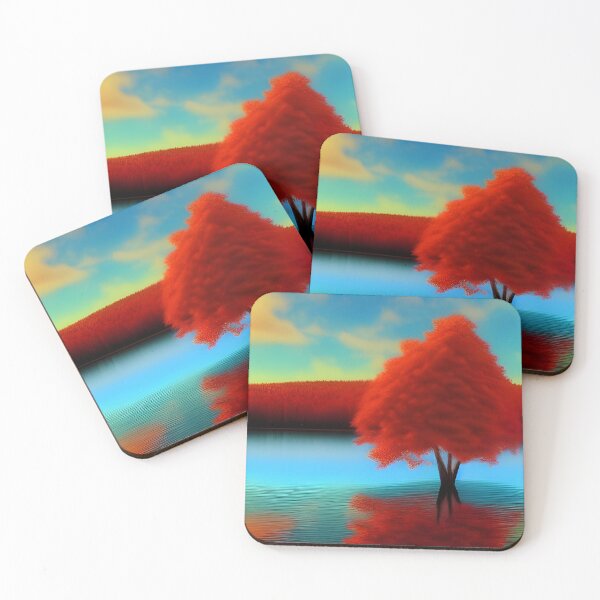 Item preview, Fire Tree Over Lake in Autumn Colourful Pencil Sketch, Ai Generated Art  designed and sold by ACC .