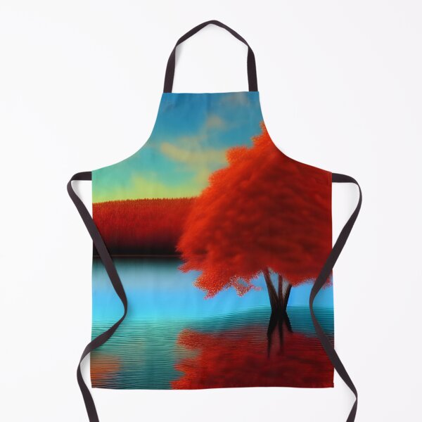 Item preview, Fire Tree Over Lake in Autumn Colourful Pencil Sketch, Ai Generated Art designed and sold by ACC .