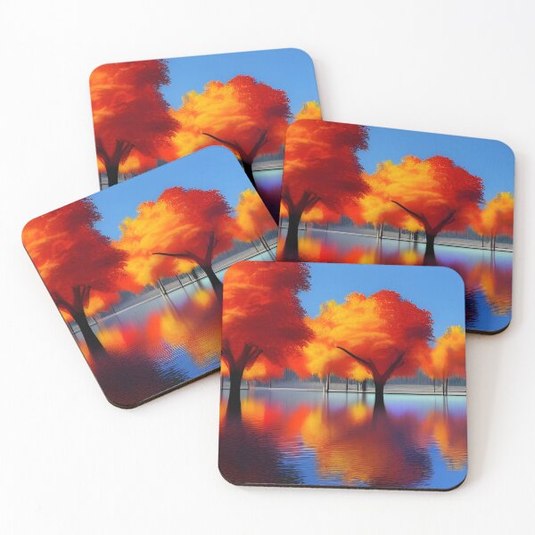 Item preview, Fiery Autumn Trees and Lake Colourful Pencil Sketch, Ai Generated Art  designed and sold by ACC .