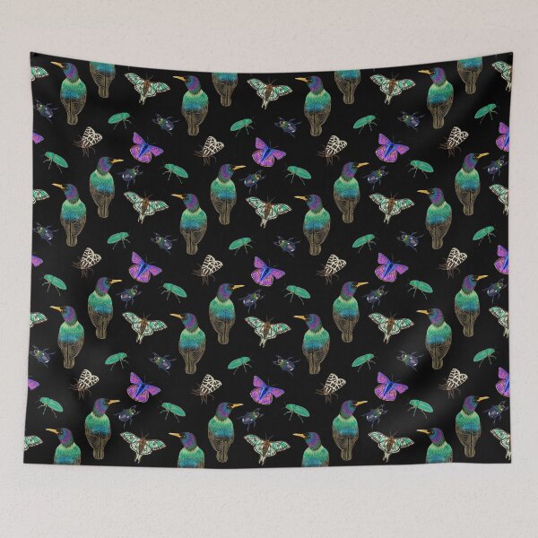 Item preview, Starling sparkle. Starlings, beetles, butterflies and moths, black background designed and sold by Naty Design Prague.