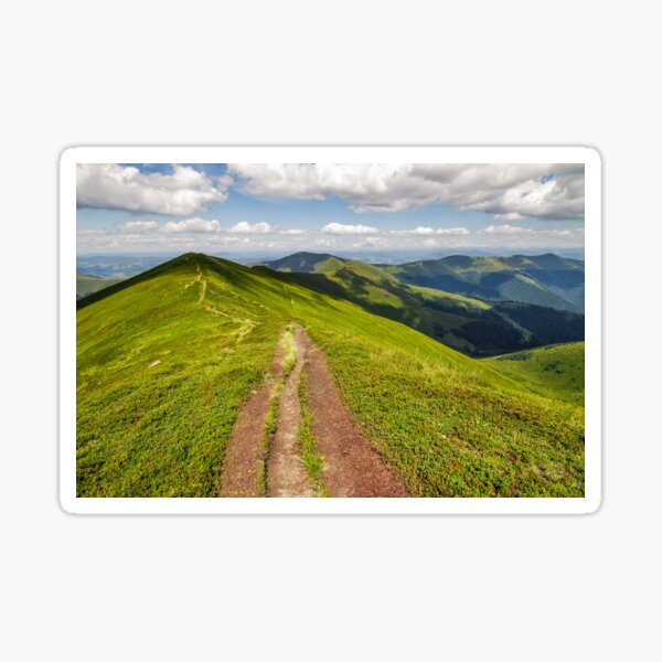 path through the mountain ridge in summer Sticker