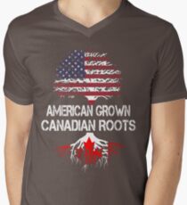 American Grown, Canadian Roots Men's V-Neck T-Shirt