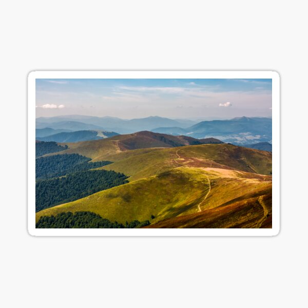 path through the mountain ridge in summer Sticker