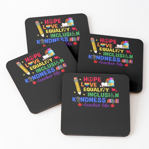 Item preview, Hope Love Equality Inclusion Kindness Teacher Life designed and sold by huftyjurigan.