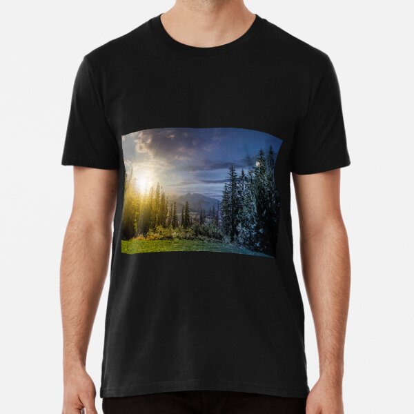 Spruce forest in High Tatras time concept Premium T-Shirt