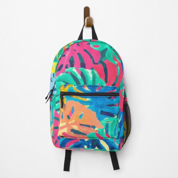 Item preview, Colorful jungle monstera leaf pattern screen print design  designed and sold by ParrotPartyArt.