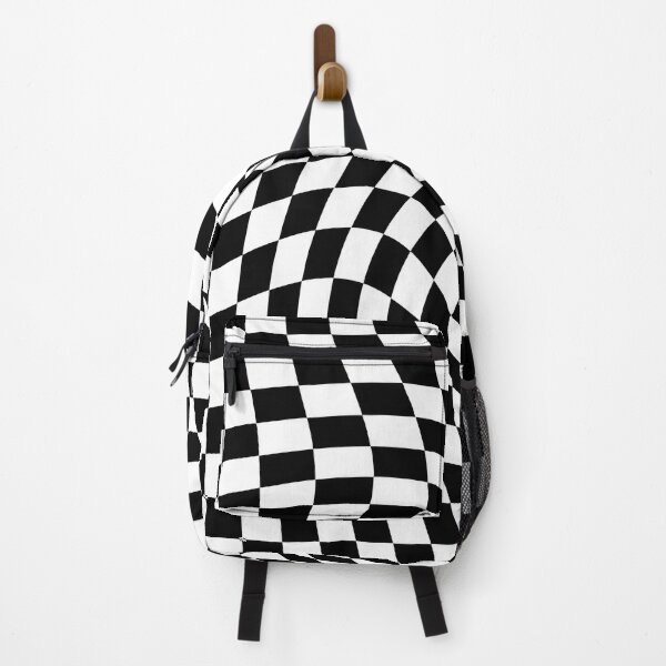 Vintage All-over Checkerboard Pattern Backpack, Classic Zipper