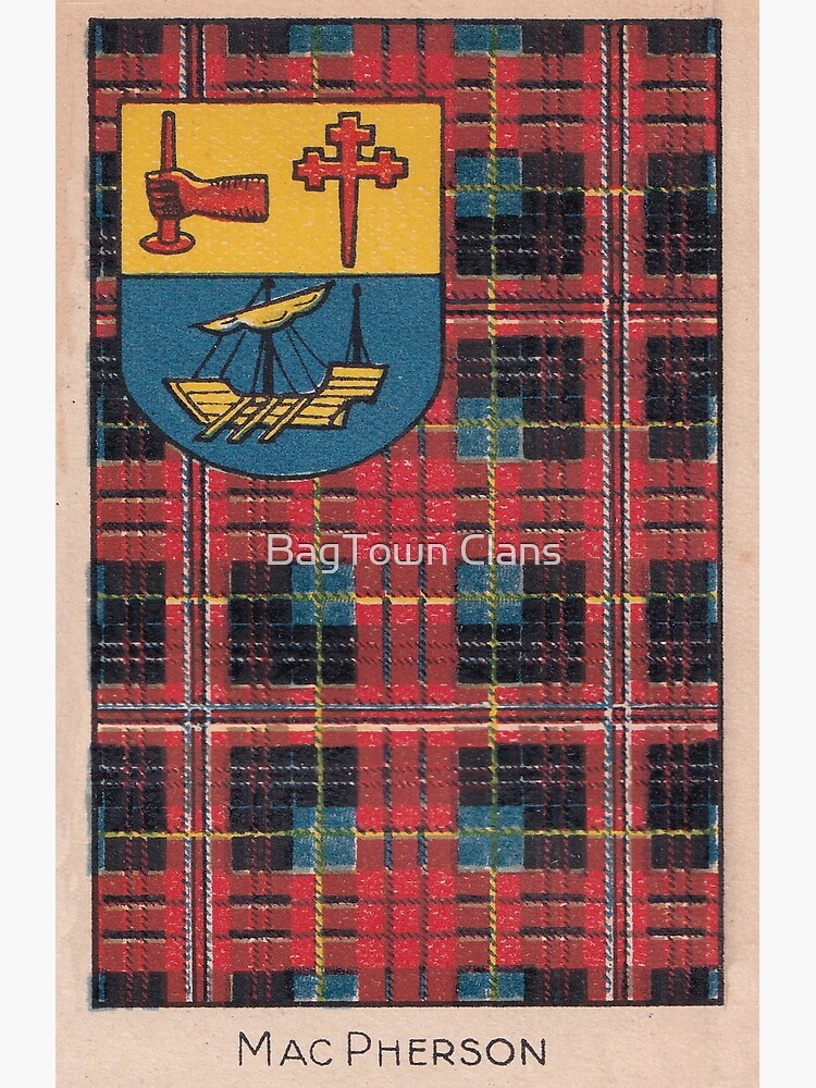 "MacPherson Scottish Clan Vintage Coat of Arms and Tartan" Poster for