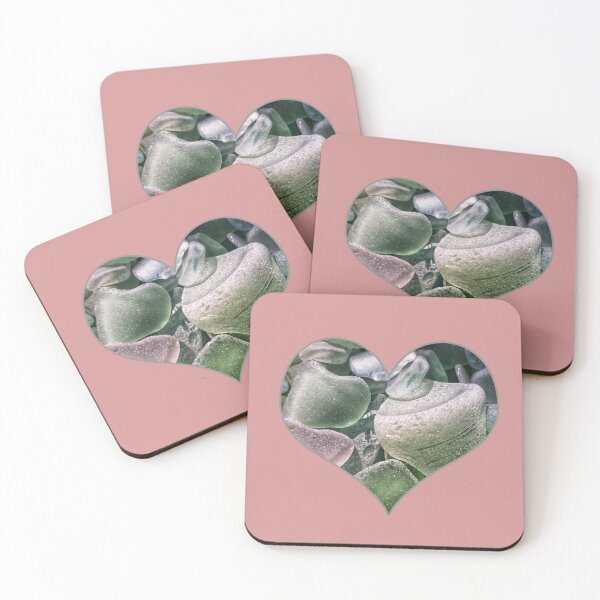 Item preview, Sea Glass Greens in Heart with Grey Trim designed and sold by Beachy.