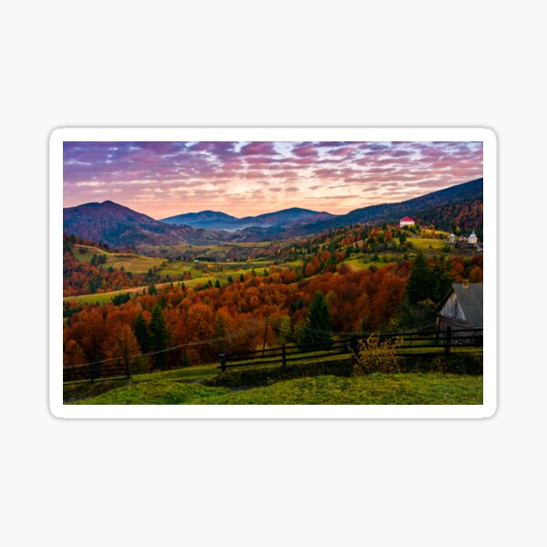 exquisite autumn sunrise in mountainous countryside Sticker