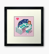 Hospital Computer Healthcare Data Isometric People Framed Print