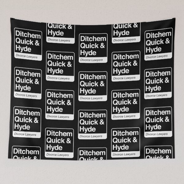 Item preview, Ditchem, Quick & Hyde - Divorce Lawyers - white print for dark items designed and sold by robimerch.