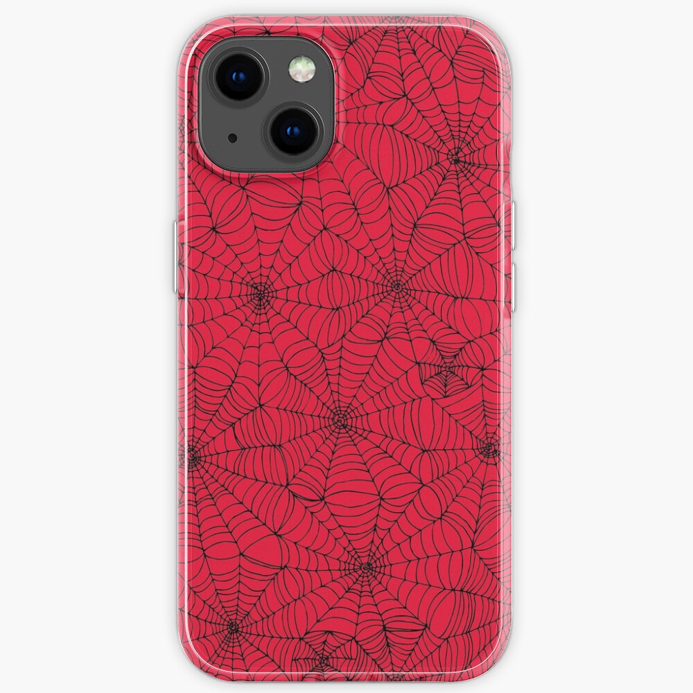 Spider Web pattern - black on Red - Spiderweb pattern by Cecca Designs iPhone Case