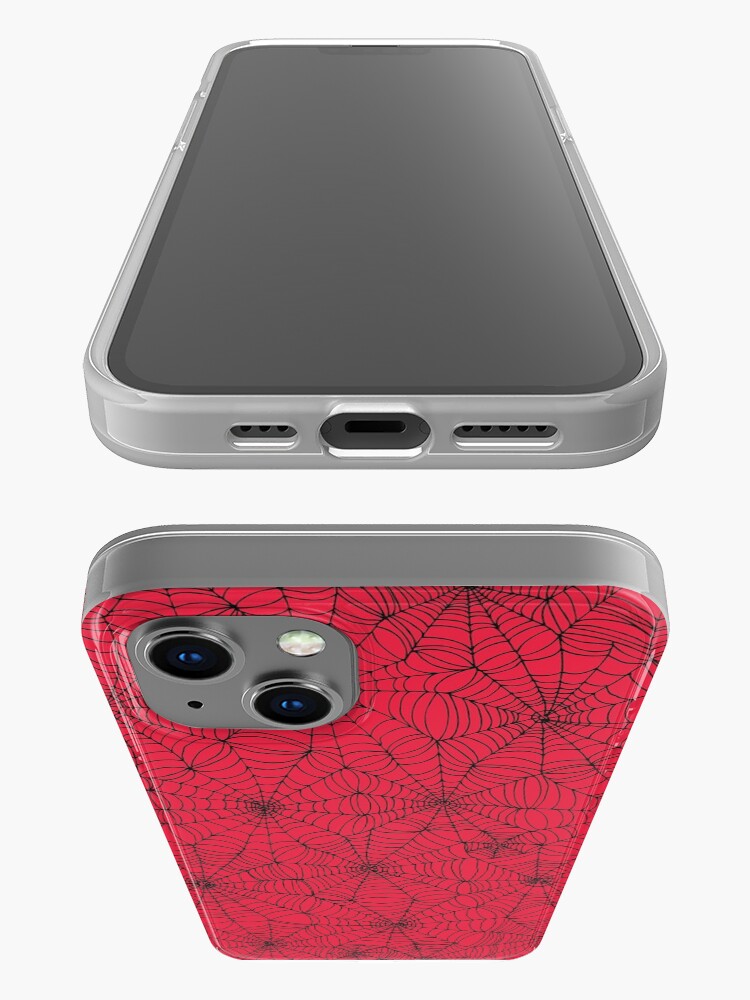 Alternate view of Spider Web pattern - black on Red - Spiderweb pattern by Cecca Designs iPhone Case