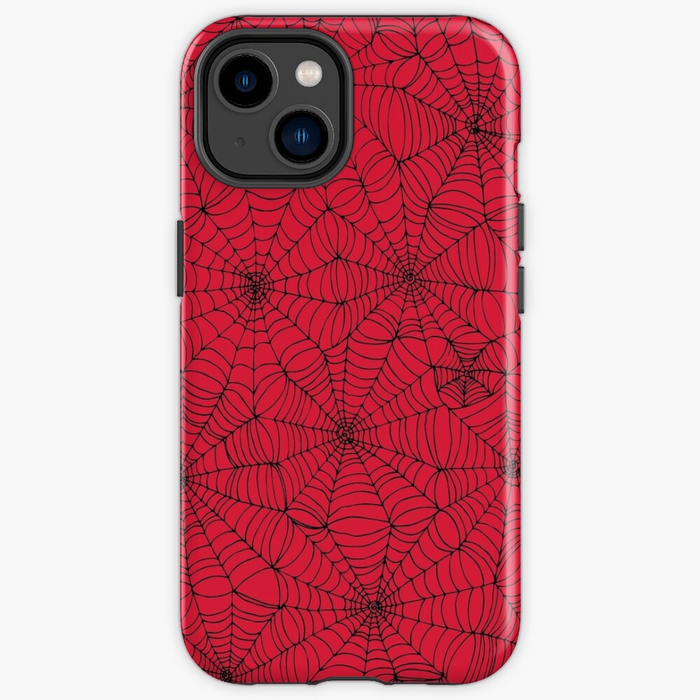 Spider Web pattern - black on Red - Spiderweb pattern by Cecca Designs iPhone Case