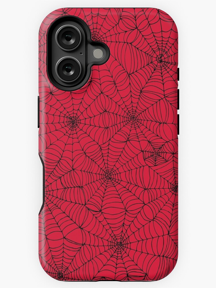 Thumbnail 1 of 4, iPhone Case, Spider Web pattern - black on Red - Spiderweb pattern by Cecca Designs designed and sold by Cecca-Designs.