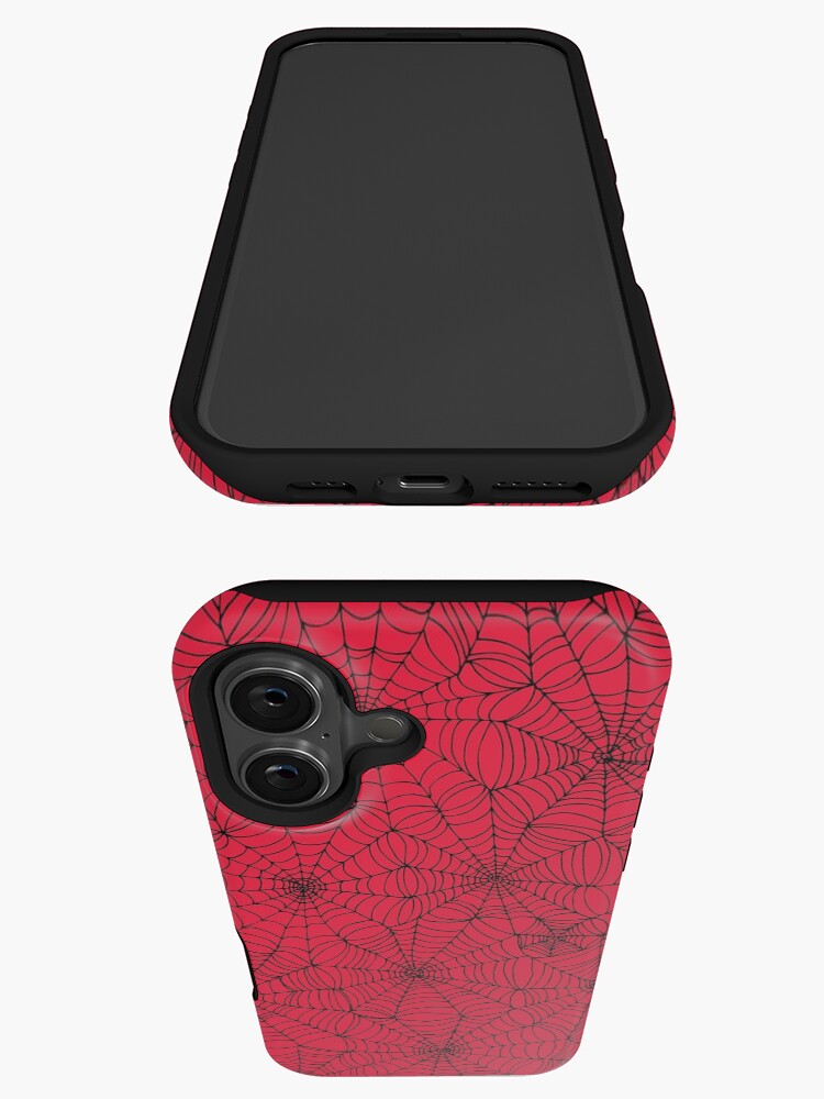 Thumbnail 3 of 4, iPhone Case, Spider Web pattern - black on Red - Spiderweb pattern by Cecca Designs designed and sold by Cecca-Designs.