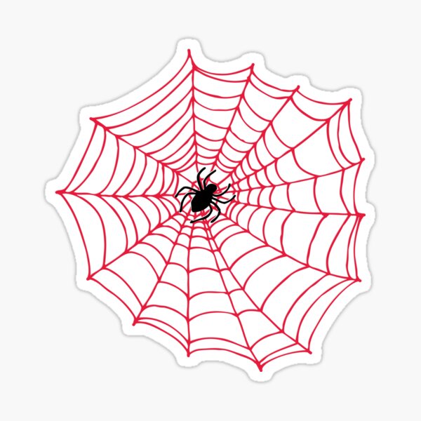 Spider Web pattern - black on Red - Spiderweb pattern by Cecca Designs Sticker