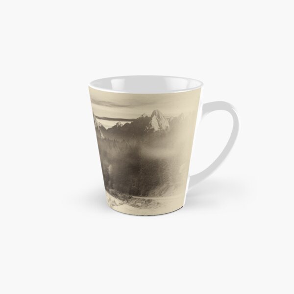 day and night change over foggy forest and river Tall Mug