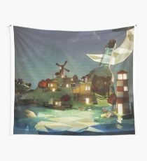 Fantasy Island at Nightime Wall Tapestry