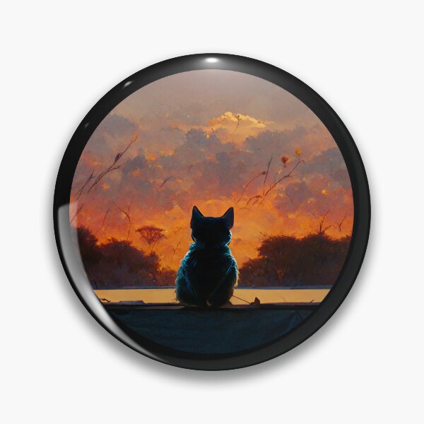 Item preview, Cat Watching Sunset AI generator designed and sold by GraymanShop.