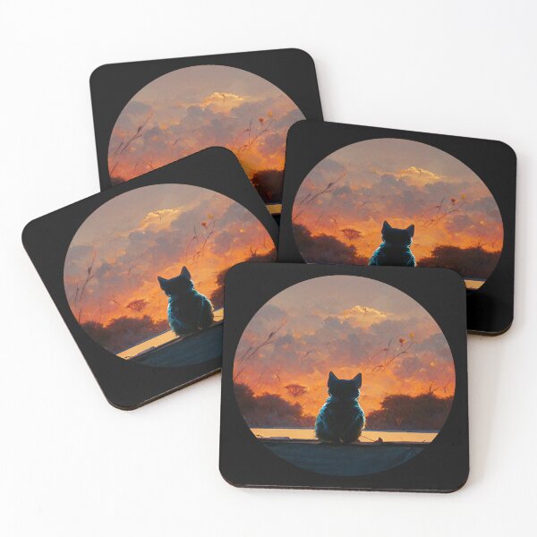Item preview, Cat Watching Sunset AI generator designed and sold by GraymanShop.
