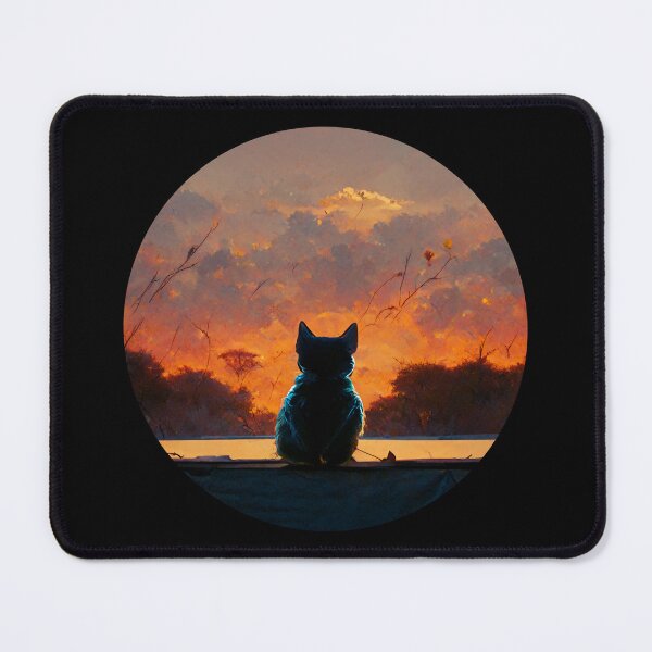 Item preview, Cat Watching Sunset AI generator designed and sold by GraymanShop.