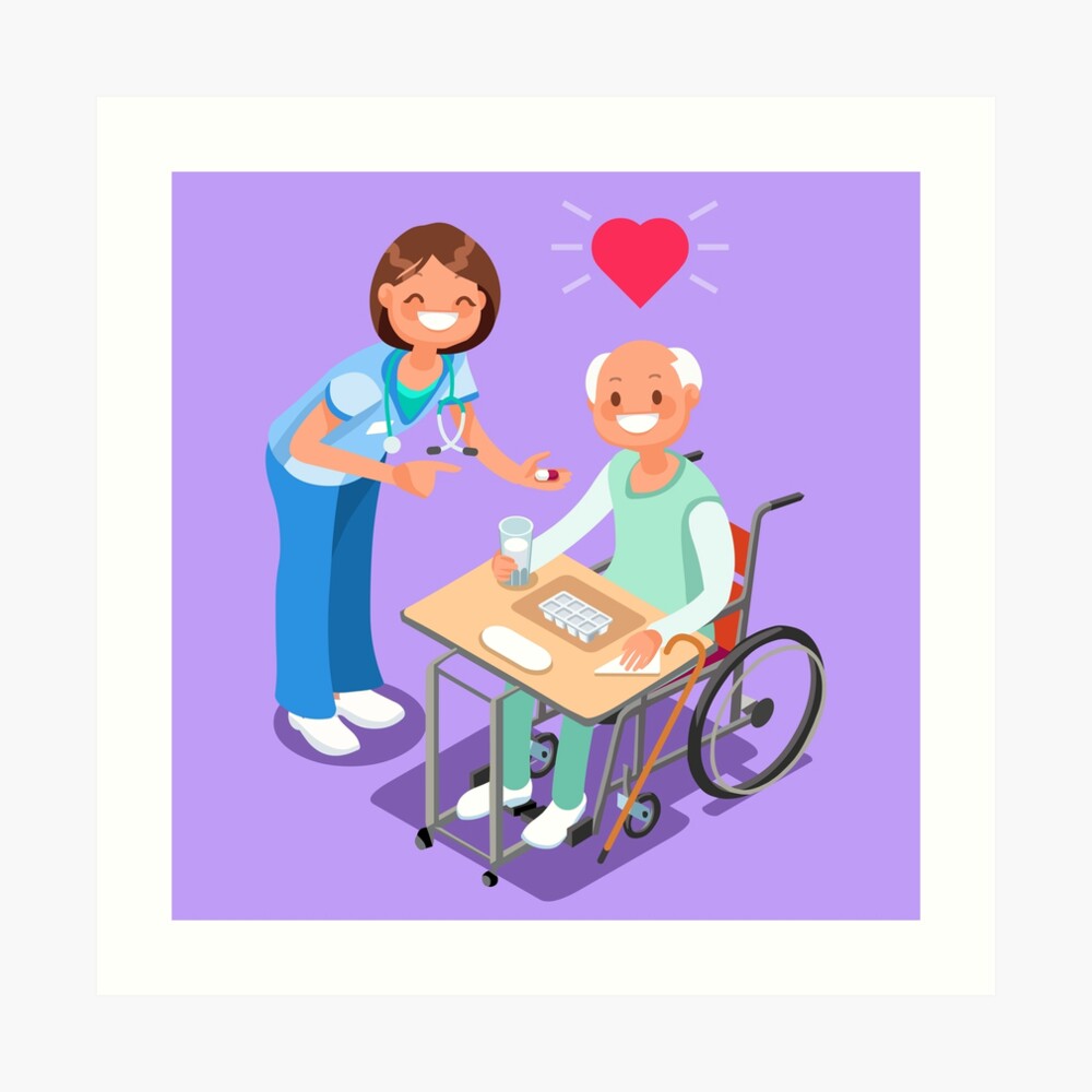 Nurse with Patient in Hospital Isometric People Cartoon