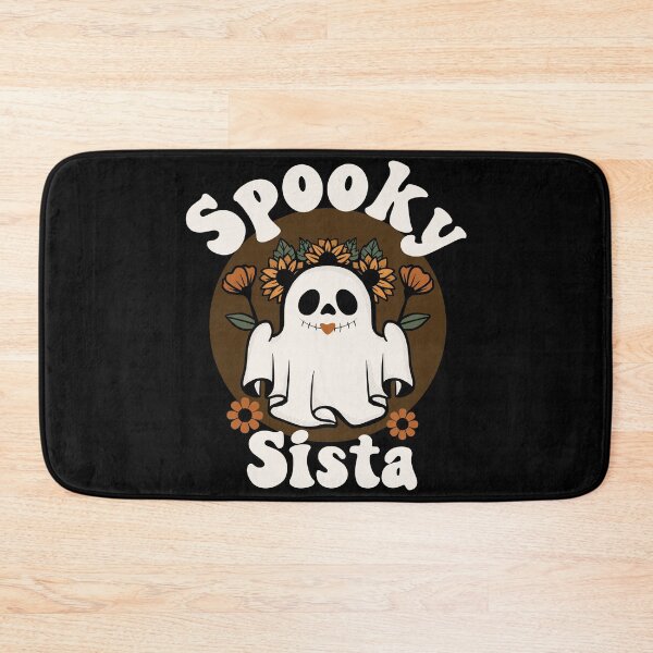 Item preview, Spooky Sista Cute and Funny Retro Ghost with Sunflowers Design - Black designed and sold by PearlMoonGrapes.