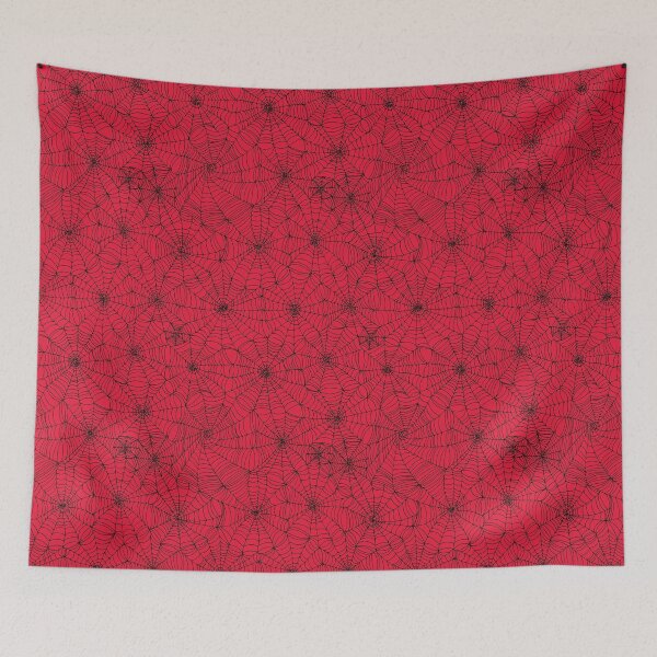 Aperçu de l'œuvre Motif toile d'araignée - noir sur rouge - motif toile d'araignée par Cecca Designs créée et vendue par Cecca-Designs.