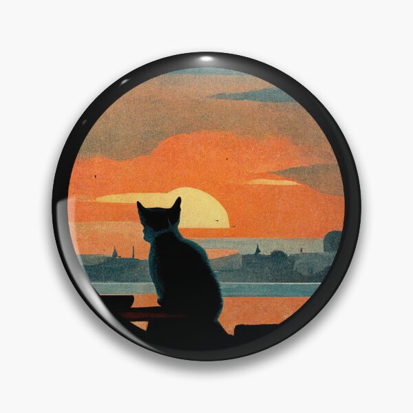 Item preview, Cat Watching Sunset vintage AI generator designed and sold by GraymanShop.