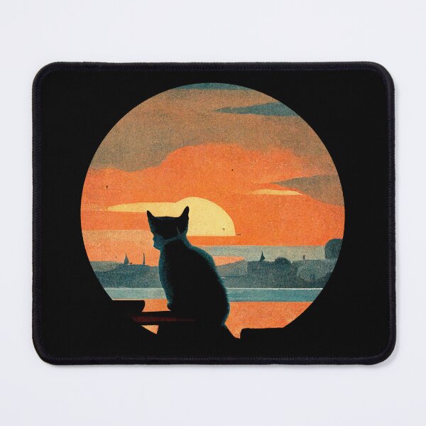 Item preview, Cat Watching Sunset vintage AI generator designed and sold by GraymanShop.