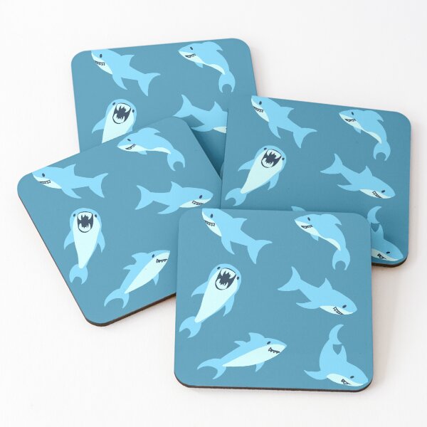 Item preview, Cute shark repeating pattern designed and sold by eliteartistry.
