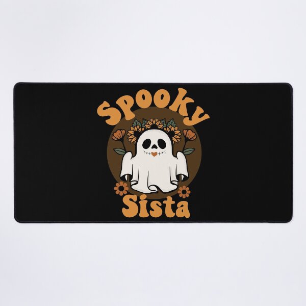 Item preview, Spooky Sista Cute and Funny Retro Ghost with Sunflowers Design - Orange designed and sold by PearlMoonGrapes.