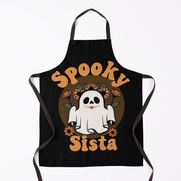 Item preview, Spooky Sista Cute and Funny Retro Ghost with Sunflowers Design - Orange designed and sold by PearlMoonGrapes.