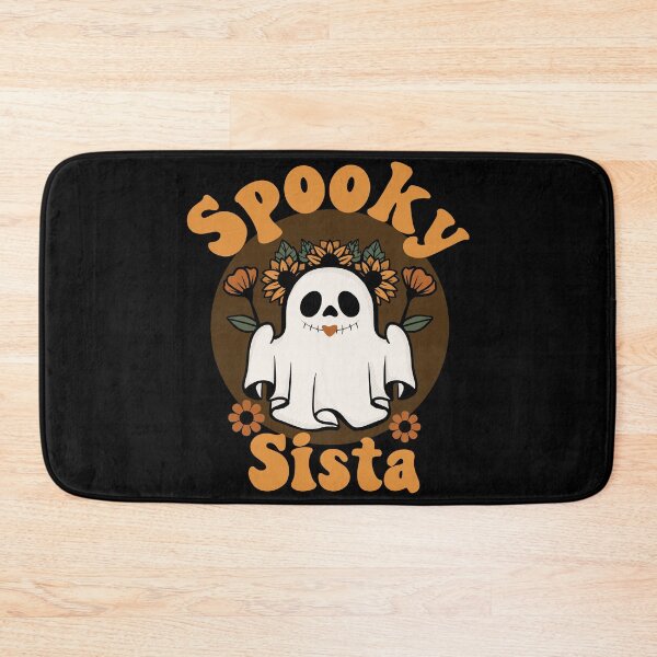 Item preview, Spooky Sista Cute and Funny Retro Ghost with Sunflowers Design - Orange designed and sold by PearlMoonGrapes.