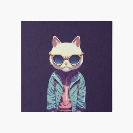 Gato blanco con gafas futuristas - Streetwear Lámina rígida